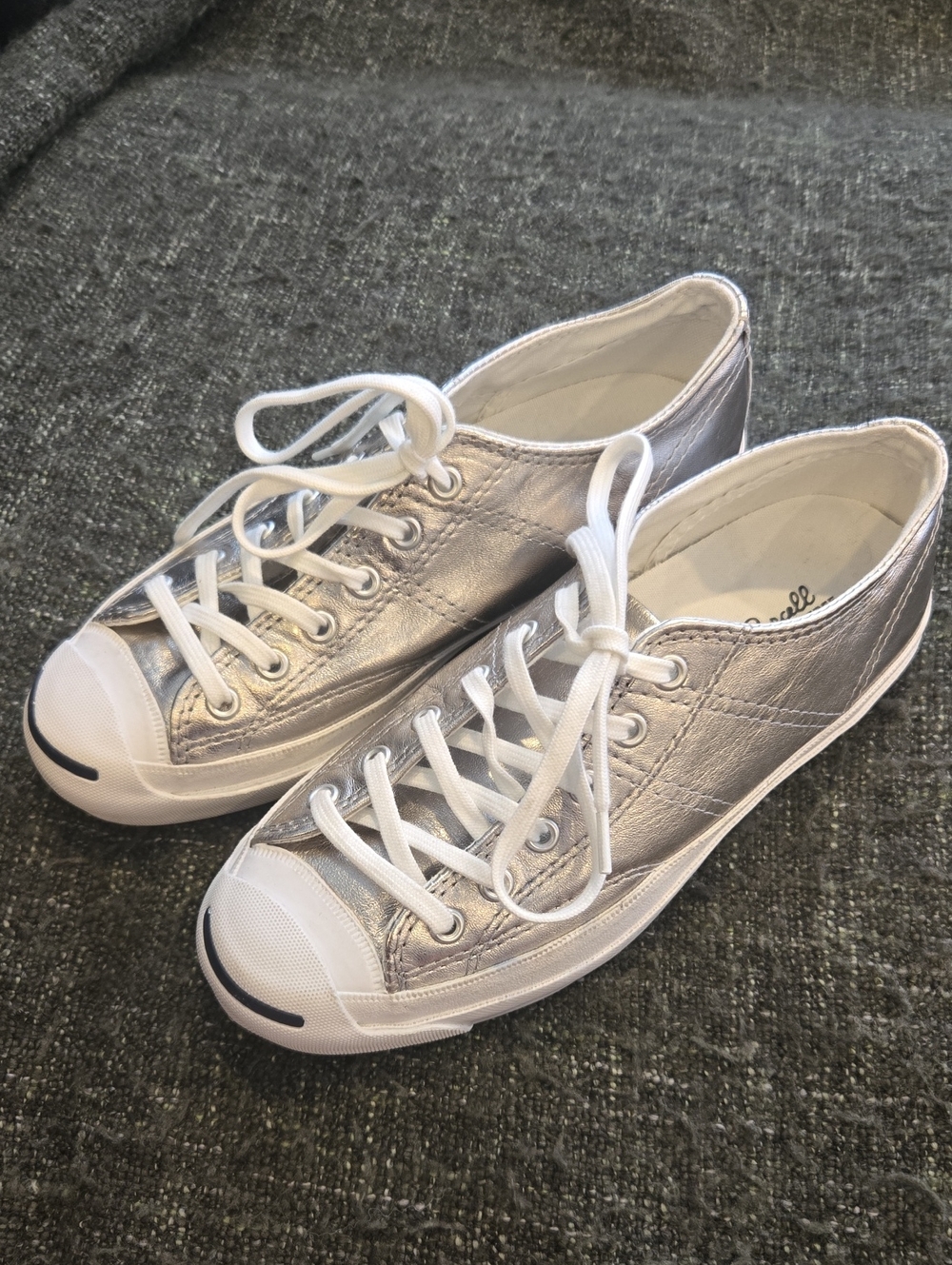Converse Jack Purcell Metallic Silver Leather Sneakers Women 5